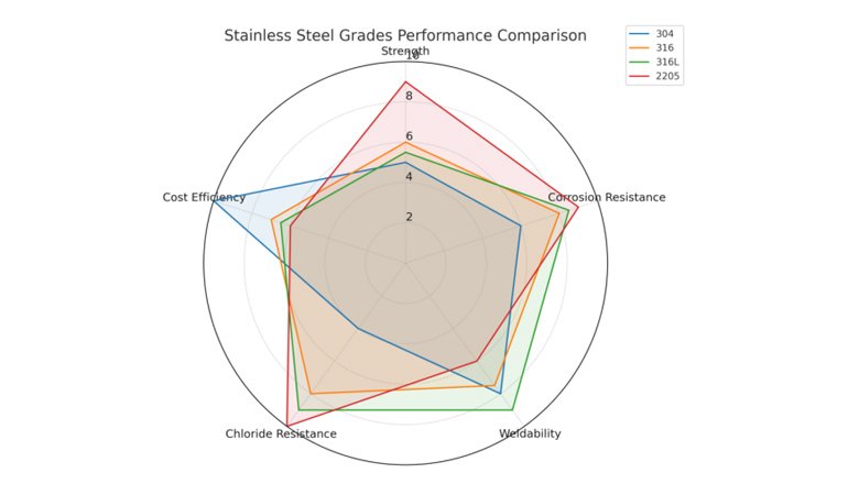 Differences and Applications of 304, 316, 316L, and 2205 Stainless Steel