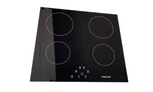 Las Placas De Inducción De La Cocina Utilizan Una Placa De Vidrio Vitrocerámica Negra Con Superficie De Pulido.
