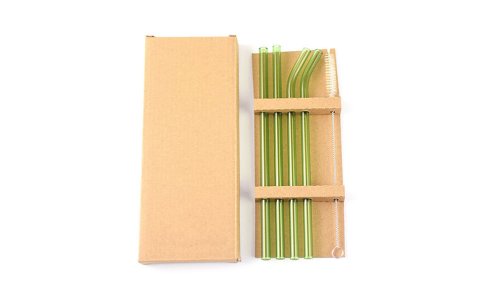 Pajita para beber de vidrio doblado transparente de borosilicato reutilizable respetuosa con el medio ambiente