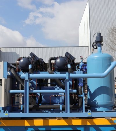 Two parallel screw compressors