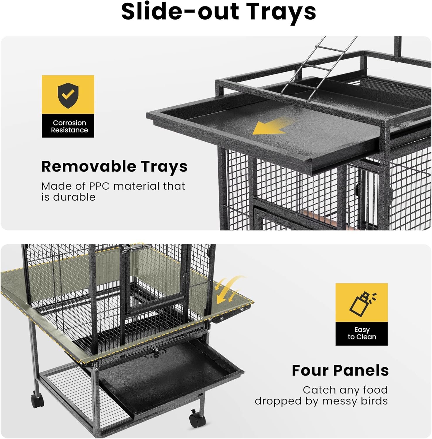Supcopet® Metal Bird Cage with Stand and Open Play Top, Wrought Iron ...