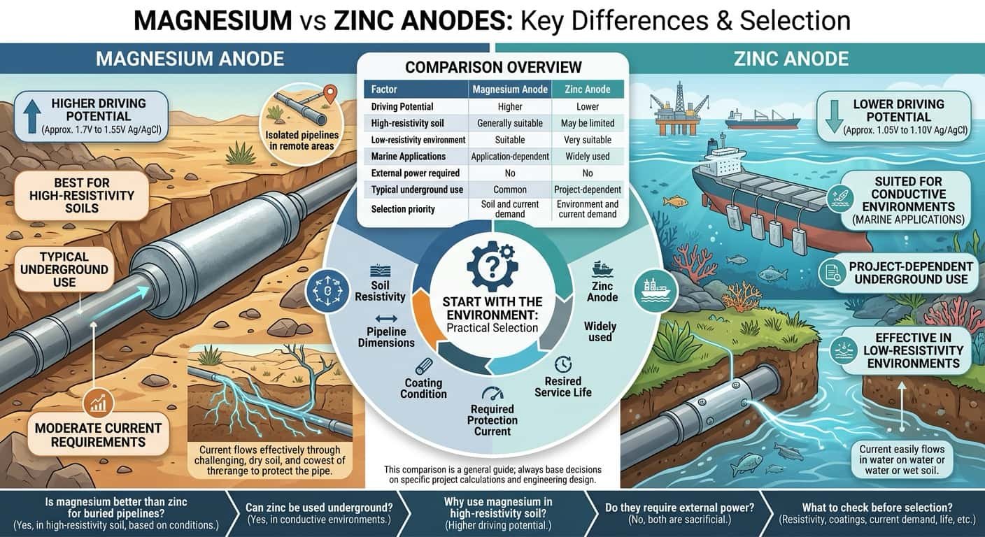 Magnesium Anode vs Zinc Anode for Pipeline Protection