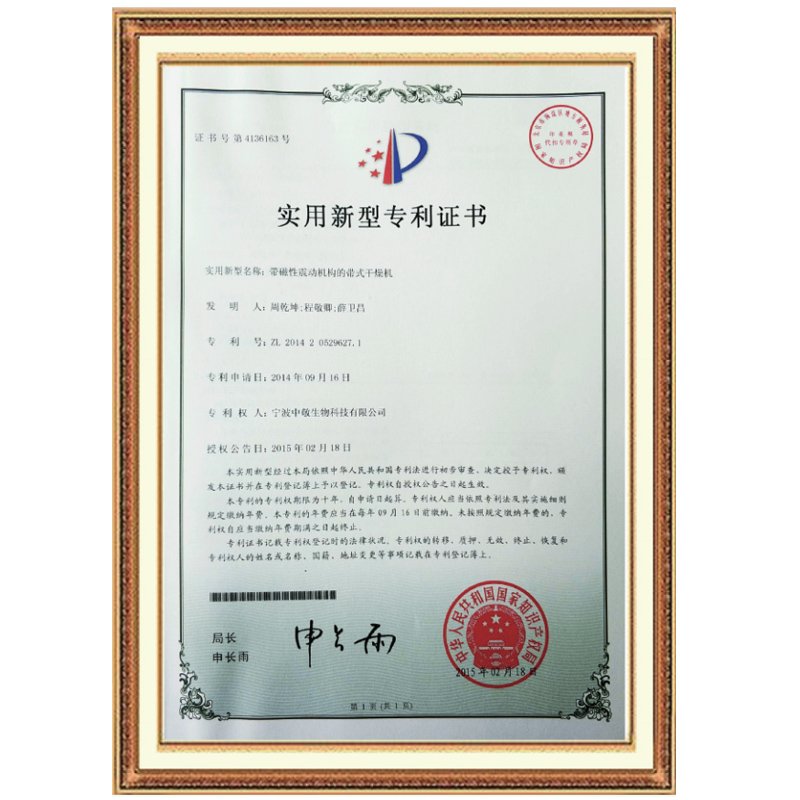 Belt dryer with magnetic vibration mechanism