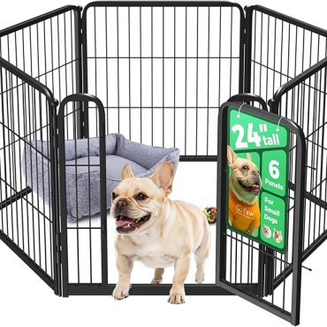 Indoor Dog Playpen - Stress-Free and Safe Play, Heavy Duty 24 Inch 6 Panels Dog Pen for Puppy and Small Dogs, Black