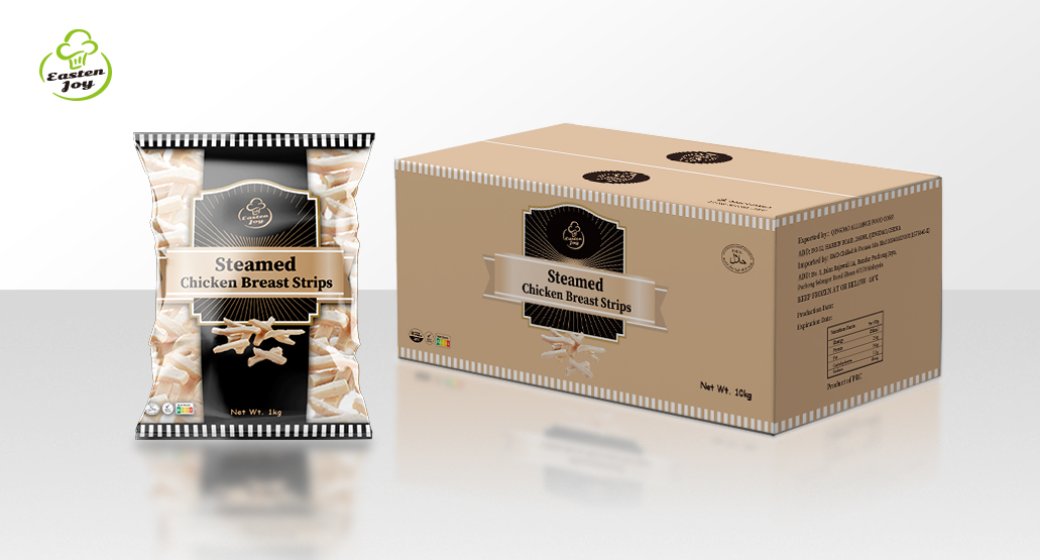 Steamed chicken breast strips