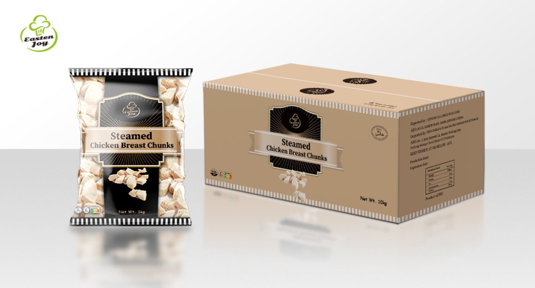 Steamed chicken breast chunks