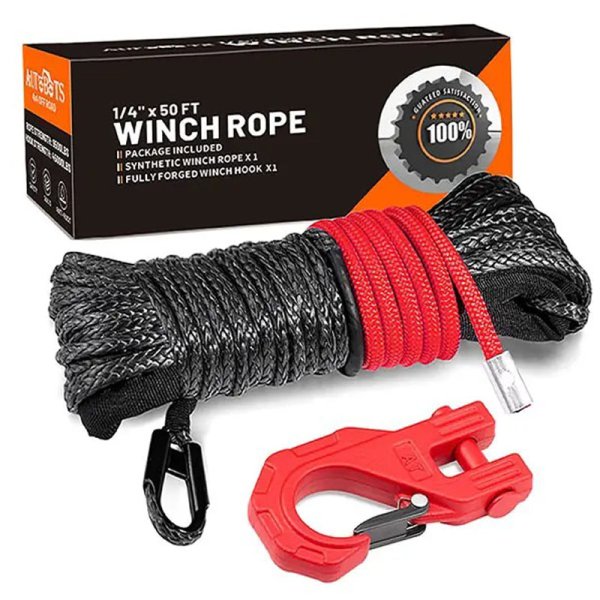 6mm*15m HMPE Winch Rope UHMWPE Rope UV Resistant Towing Rope Pendant 12 Strand 10mm winch cable hook
