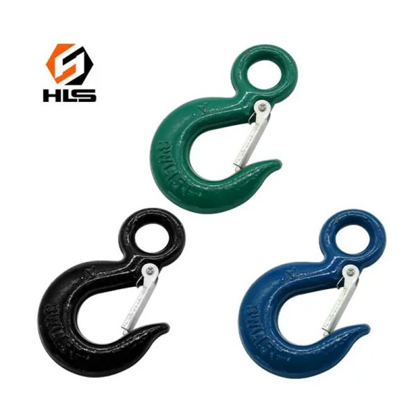 HLS 3 Ton American Eye Carabiner Hook with Latch Stainless Steel Casting Strong Bearing Force Lifting Hook for Cranes