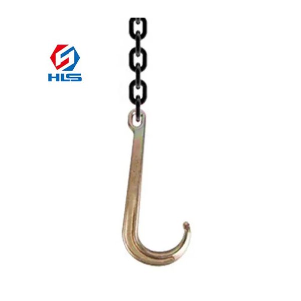 Hole Tow Chains Hooks J Hook with chain G70 Forged Lowest price Heavy Duty G70 G43 Tow Hook