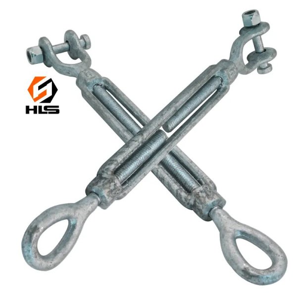 HLS Heavy Duty DIN1480 Open Body Turnbuckle Galvanized Carbon Steel Forged Eye-Jaw Eye-Eye Steel Industrial US Type Drop Forged