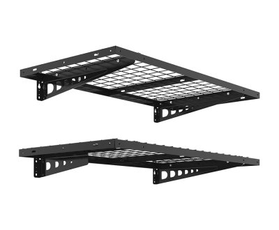 OG002 24 in. x 48 in. Heavy Duty Wall Shelf with Brackets in Black-2pcs
