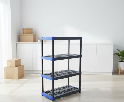Heavy duty 4 tier plastic storage rack