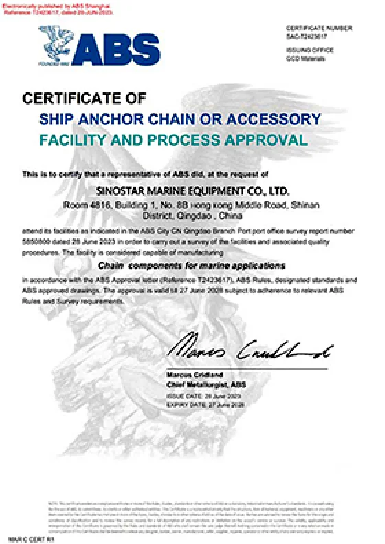 ABS classification society certificate