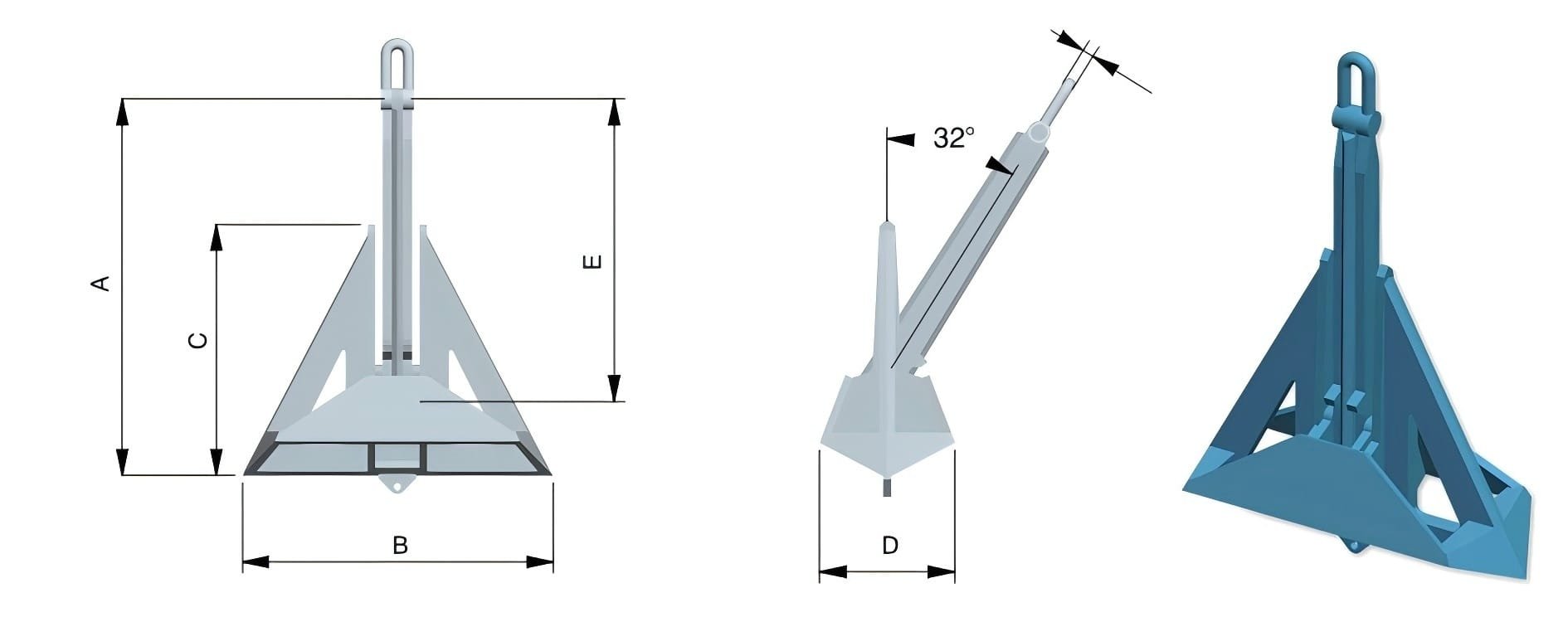 Drawings of Marine Delta Flipper Anchor Drawings of Marine Delta Flipper Anchor