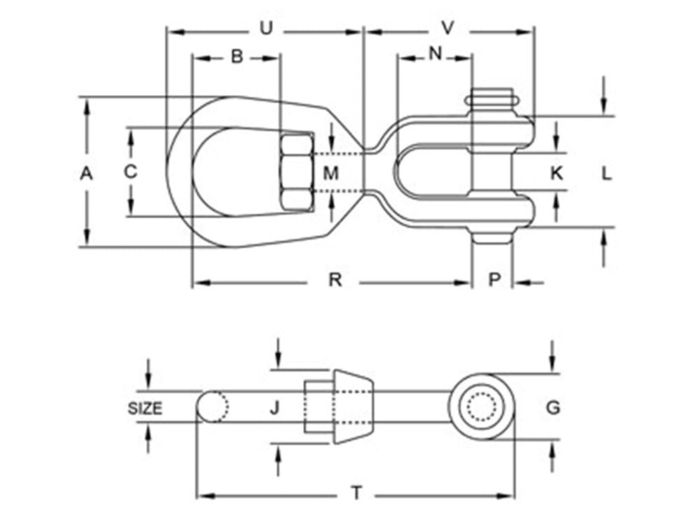 Drawings of US G403 Jaw End Swivel: Drawings of US G403 Jaw End Swivel: