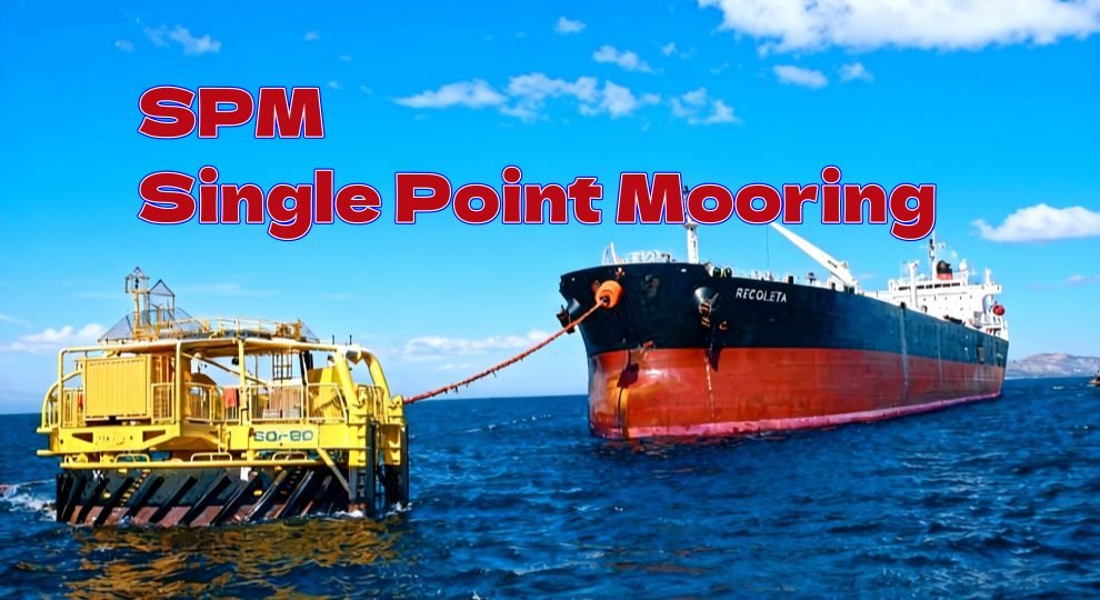 Single Point Mooring (SPM) buoy and anchor chain at sea 