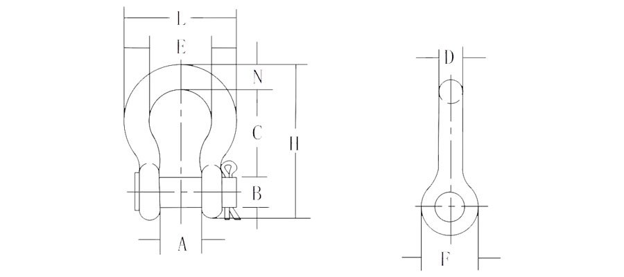 Round Pin Anchor Shackle G213 DRAWING