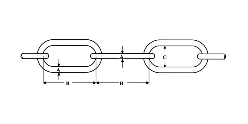 DIN 5683 Long Link Chain Drawing: