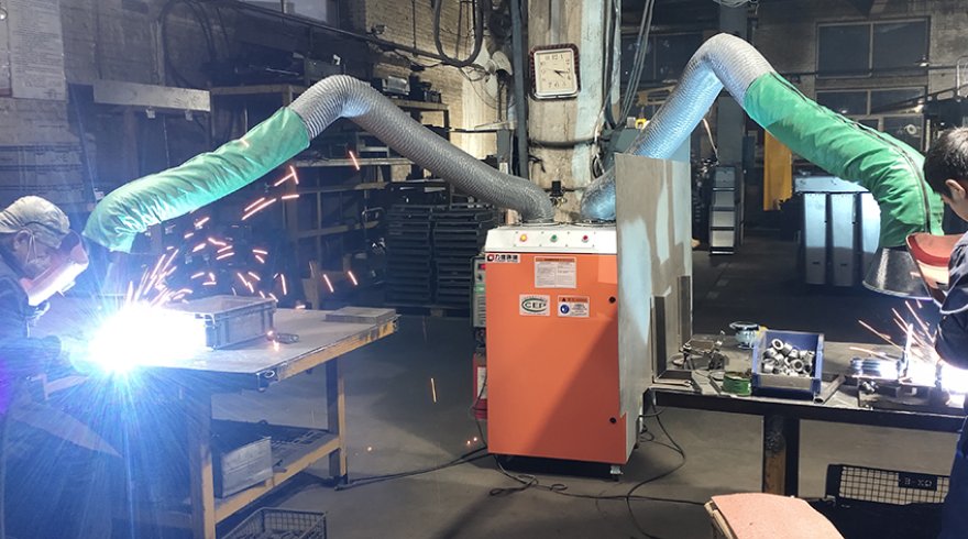 weld fume extractor: two welding points