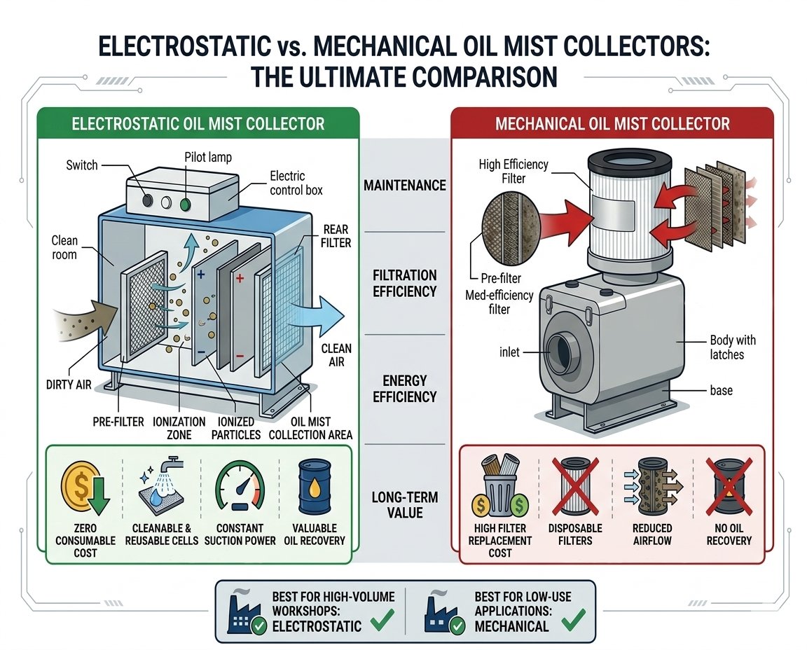 electrostatic oil mist collector vs mechanical oil mist collector