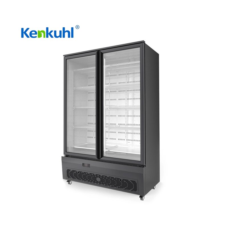 cans corrosion resistance double door upright display fridge