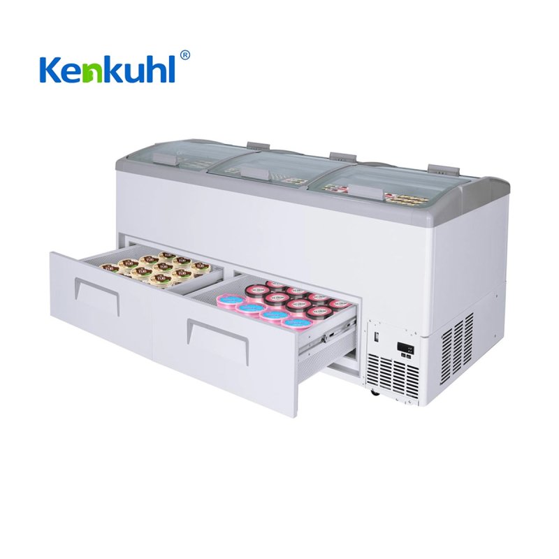 700L Ice Cream Display Freezer with drawer