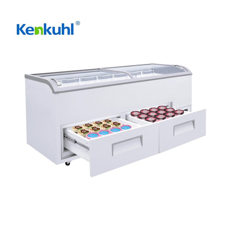 635L Glass Top Chest Freezer with drawer