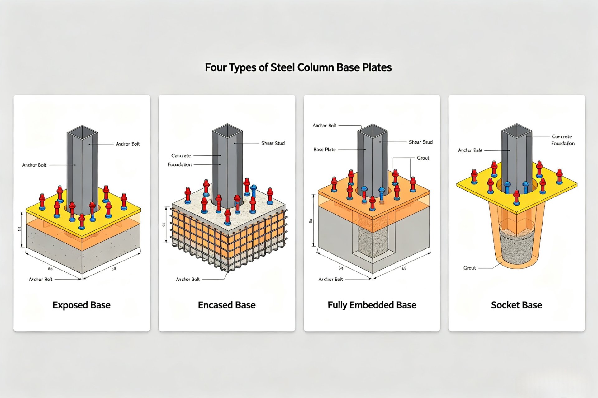 4-types-steel-column-base-cross-section