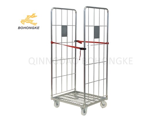 Steel rolling cage trolley for warehouse use  