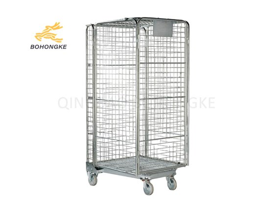 Compact roll cage trolley with wheels