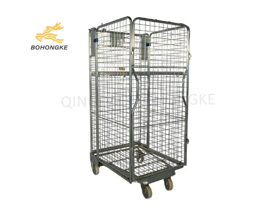 Mesh roll cage for warehouse storage 