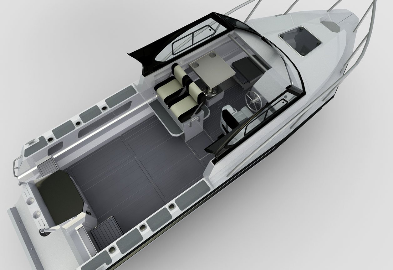 fishing boat with cabin